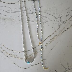 Victoria Emerson Silver and Blue Beaded Necklace Set